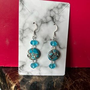 Elegant Blue and Silver Dangle Earrings